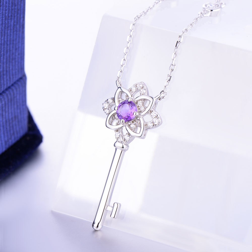 DOUBLE-R 0.3ct Blue Topaz Classic Necklaces & Pendants 100% Genuine 925 Sterling Silver Trendy Necklace Fine Jewelry For Women