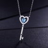 DOUBLE-R 0.45ct Genuine Natural Blue Topaz Necklace 925 Sterling Silver Pendants Necklaces Fine Wedding Jewelry for women