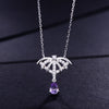DOUBLE-R 0.4ct Genuine Natural Amethyst Pendants Necklaces For Women Real 925 Sterling Silver Classic Fine wedding Jewelry