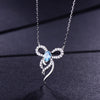 DOUBLE-R 0.5ct Natural Genuine Blue Topaz 100% 925 Sterling Silver Classic Bowknot Pendants Necklaces Fine Jewelry for Women