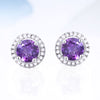 DOUBLE-R 1.57 Ct Round Genuine Natural Amethyst Earrings For Women 925 Sterling Silver Gemstone Stud Earrings wedding Jewelry