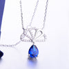 DOUBLE-R 100% Real 925 Sterling Silver Pendant For Women Vintage Wedding Engagemen Fine Jewelry 1.1ct Created Sapphire