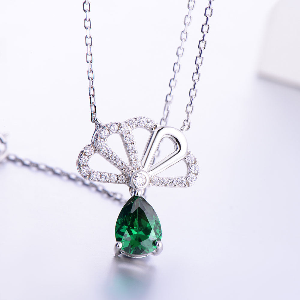 DOUBLE-R 100% Real 925 Sterling Silver Pendant For Women Vintage Wedding Engagemen Fine Jewelry 1.1ct Created Sapphire