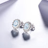 DOUBLE-R 2.01ct Natural Blue Topaz 925 Silver Sterling Gemstone Earrings For Women Mystic Topaz Vintage Costume Jewelry