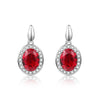 DOUBLE-R 2.8ct Created Oval Ruby Gemstone 925 Earrings Zircon Sterling Silver Earring