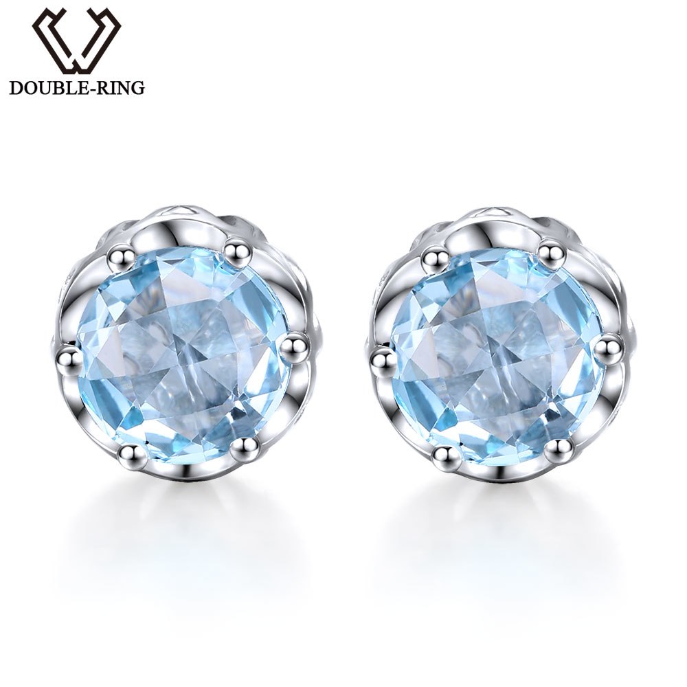 DOUBLE-R 3.2ct Natural Amethyst 925 sterling silver fine jewelry earrings wedding Stud Earrings for women Classic Gemstone