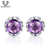 DOUBLE-R 3.2ct Natural Amethyst 925 sterling silver fine jewelry earrings wedding Stud Earrings for women Classic Gemstone