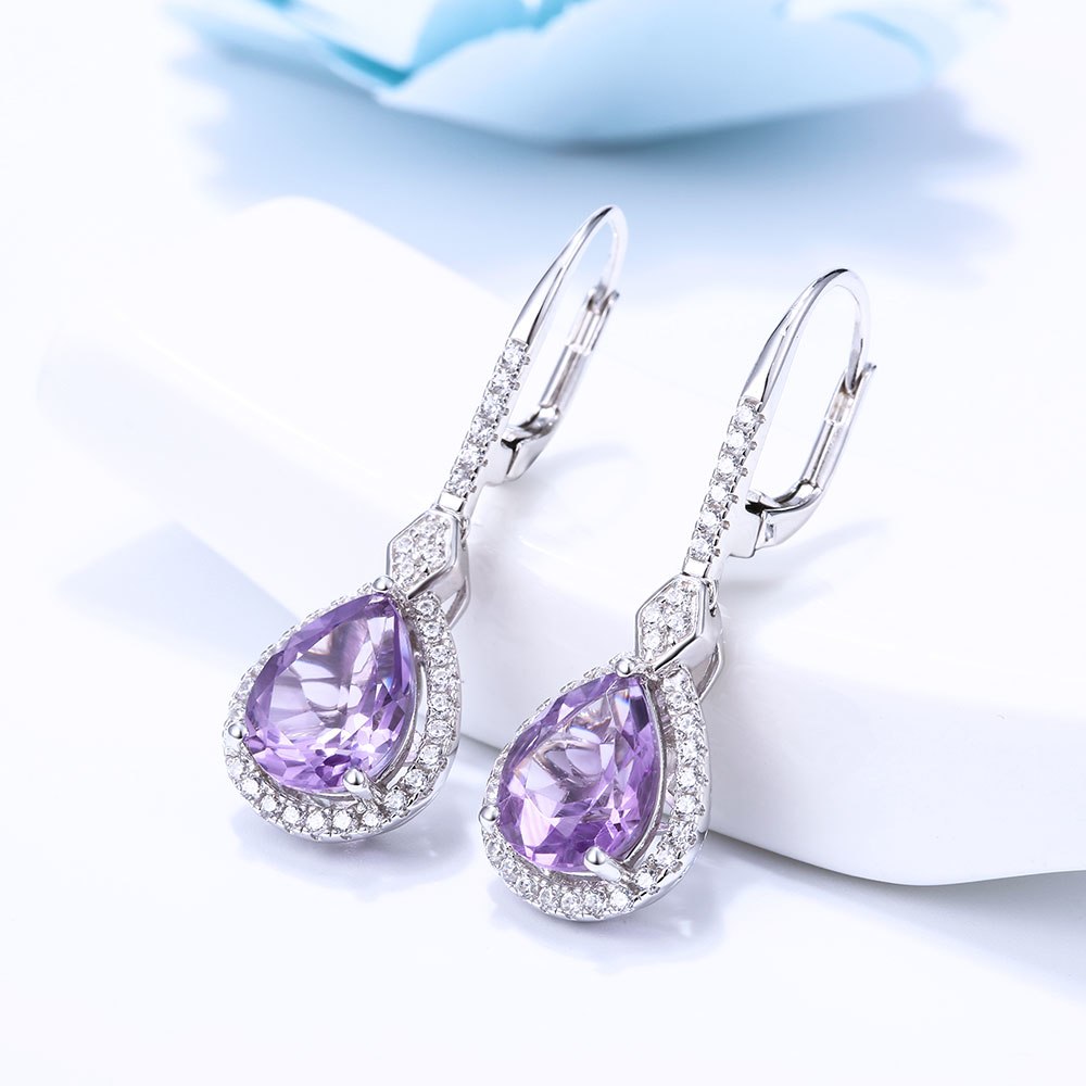 DOUBLE-R 4.35ct Genuine Natural Citrine Silver 925 Drop Earrings vintage Gemstone earrings For Women fine Wedding Jewelry