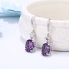 DOUBLE-R 4.95ct Genuine Natural Amethyst 925 Sterling Silver Drop Earrings fine Wedding Jewelry Gemstone Earrings for Women