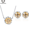 DOUBLE-R 5.1ct Natural Citrine Wedding Jewelry Sets 925 Sterling Silver Brand Jewelry Sets Necklace Earrings for Women
