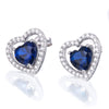 DOUBLE-R 925 Sterling Silver Earrings For Girl Heart Earrings Created Sapphire Gemstone Jewelry Stud Earring