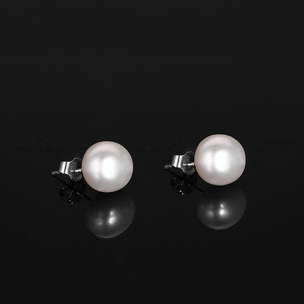 DOUBLE-R 925 Sterling Silver Cultured 6-7mm White pearl earrings pearl stud earrings Fine Jewelry