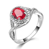 DOUBLE-R 925 Sterling Silver Sapphire Ring Blue Topaz Zircon Created Oval 1.2ct Emerald Ruby Gemstone Engagement Rings for Women