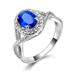 DOUBLE-R 925 Sterling Silver Sapphire Ring Blue Topaz Zircon Created Oval 1.2ct Emerald Ruby Gemstone Engagement Rings for Women