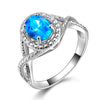DOUBLE-R 925 Sterling Silver Sapphire Ring Blue Topaz Zircon Created Oval 1.2ct Emerald Ruby Gemstone Engagement Rings for Women
