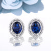 DOUBLE-R 925 sterling silver stud earrings for women Created Sapphire Gemstone Bridal Vintage costume Jewelry