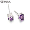 DOUBLE-R Amethyst Stud Earrings 925 Sterling Silver Natural Gemstone Genuine Wedding Fashion Fine Jewelry for Women