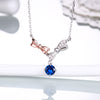 DOUBLE-R Bowknot Real 925 Sterling Silver Created Sapphire Necklaces Pendants Fine Wedding Jewelry for women