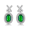 DOUBLE-R Created 1.7ct Emerald Gemstone Sapphire Ruby Zircon Earrings 925 Sterling Silver Blue Topaz Fashion Earring for women