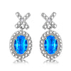DOUBLE-R Created 1.7ct Emerald Gemstone Sapphire Ruby Zircon Earrings 925 Sterling Silver Blue Topaz Fashion Earring for women