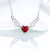 DOUBLE-R Created Emerald Heart Pendants Necklaces 925 Sterling Silver Angel wings Necklace for Women Fashion Fine Jewelry