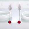 DOUBLE-R Created Ruby Rose Gemstone Jewelry Real 925 Sterling Silver Fine Jewelry Wedding Earrings for women