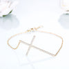 DOUBLE-R Created white Topaz cross Bracelets Soild 925 Sterling Silver Golden Bracelets Fine Wedding Jewelry