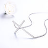 DOUBLE-R Created white topaz Cross Necklaces Soild 925 Sterling Silver for women Pendants Jewelry