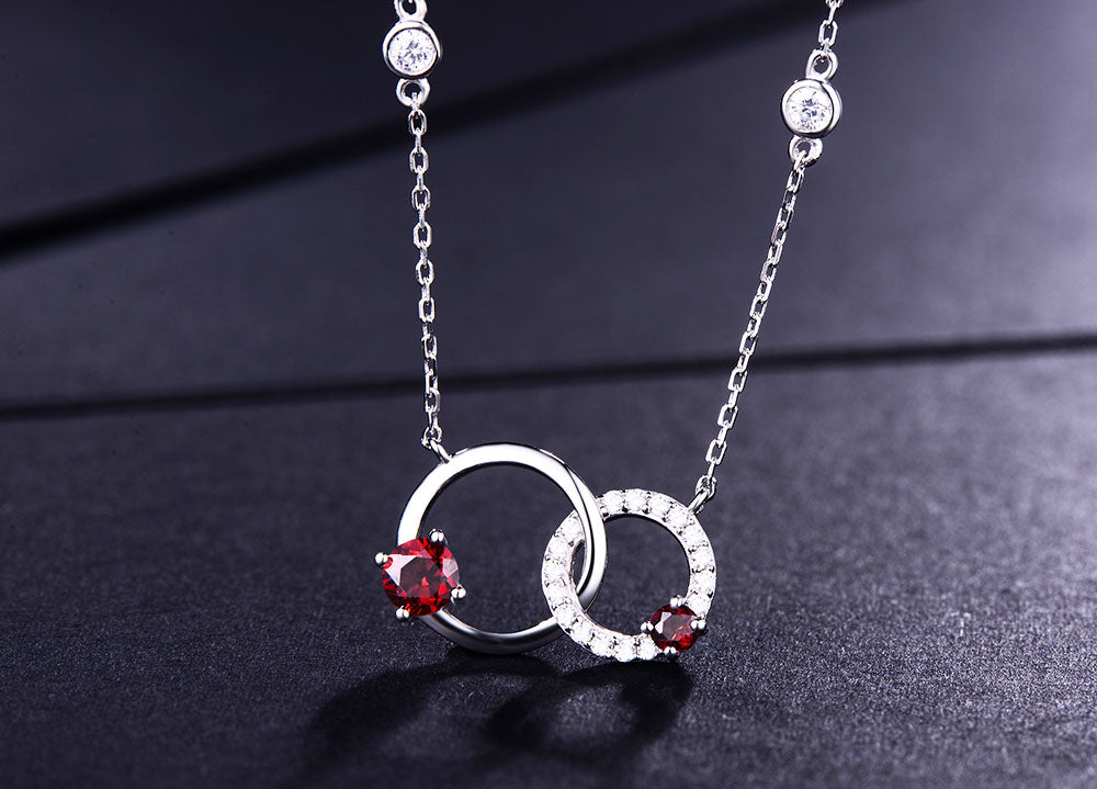 DOUBLE-R Double Circle 0.44ct Genuine Natural Amethyst Necklaces & Pendants Real 100% 925 Sterling Silver Necklaces For Women