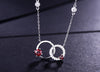 DOUBLE-R Double Circle 0.44ct Genuine Red Garnet Pendant Necklace Soild 925 Sterling Silver Fine Jewelry Necklaces For Women