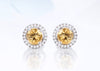 DOUBLE-R Double Use Natural Citrine Gemstone 925 Sterling Silver Stud Earrings For Women