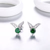 DOUBLE-R Earrings For Women Real 925 Sterling Silver Earring With Created Emerald Gemstone Fine Jewelry
