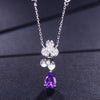 DOUBLE-R Elegant Classic 1.0ct Natural Amethyst Pendant Necklace Real 925 Sterling Silver Fine Wedding Jewelry For Women
