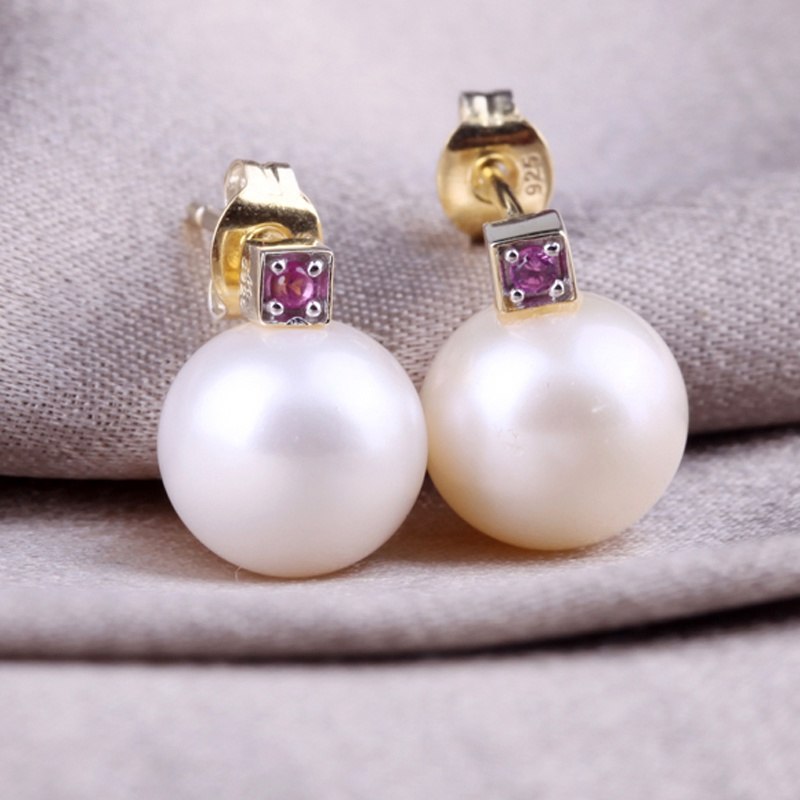 DOUBLE-R Pearl Earrings Women Pearl 925 Sterling Silver Stud Earrings Engagement Pearl Jewelry Gift box CAE00268F
