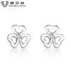 DOUBLE-R Genuine 0.04ct Diamond Flower Earrings Female 925 Sterling Silver Romantic Engagement Stud Earrings Diamond Jewelry