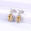DOUBLE-R Genuine Diamond 1.7ct Natural Citrine Gemstone Earing 925 Sterling Silver Earrings For Women Fashion Jewelry