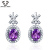 DOUBLE-R Genuine Diamond 1.7ct Natural Citrine Gemstone Earing 925 Sterling Silver Earrings For Women Fashion Jewelry