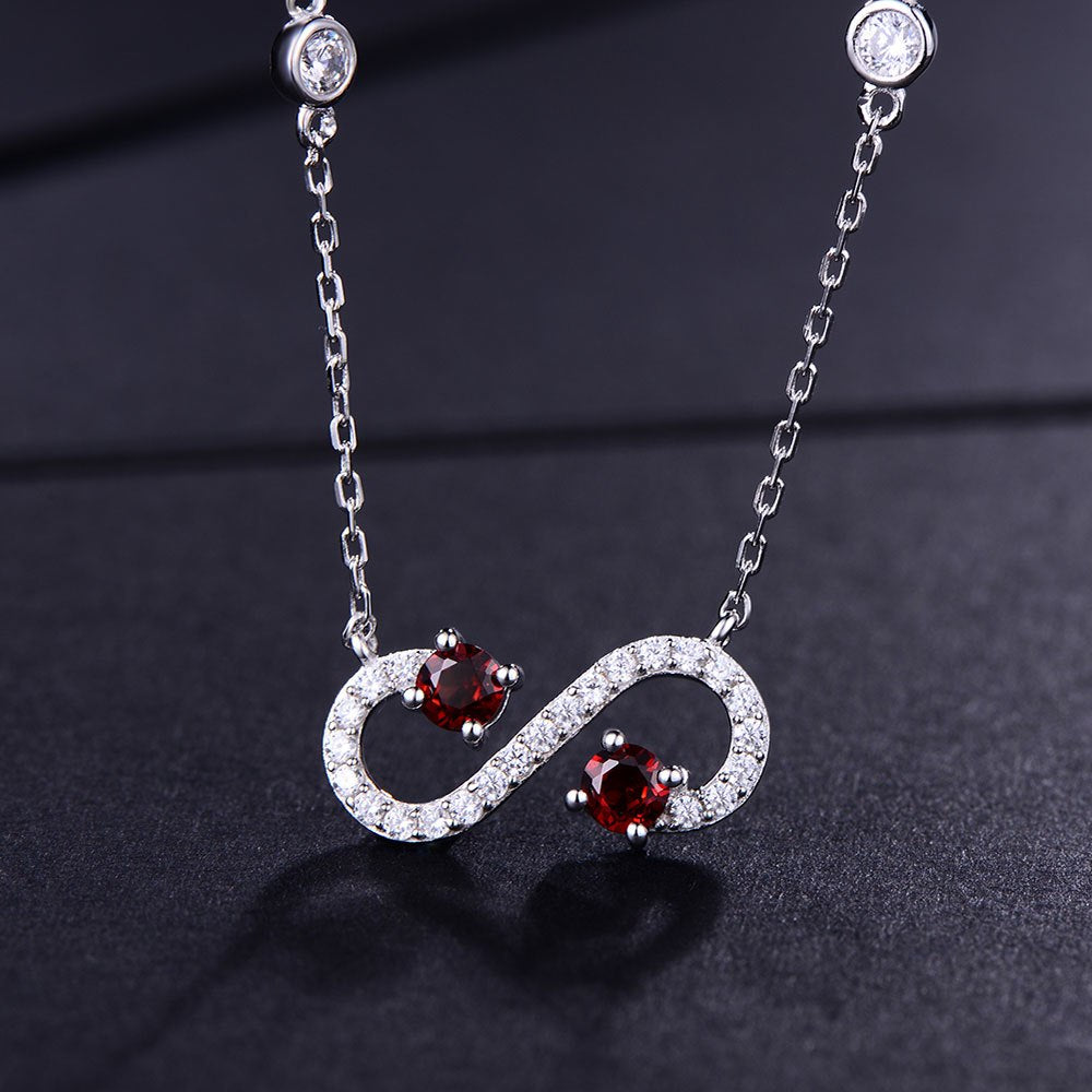 DOUBLE-R Genuine Natural Garnet Necklaces Real 925 Sterling Silver Pendants Necklaces Fine Wedding Jewelry For Women