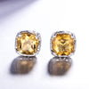 DOUBLE-R Genuine Natural Yellow Citrine rings Solid Real 100% 925 Sterling Silver Fine wedding Jewelry rings For Women