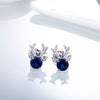 DOUBLE-R Lovely Deer Animal Stud Earrings For Girl 925 Sterling Silver With Created Ruby Rose Gemstone Jewelry