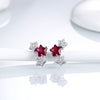 DOUBLE-R Lovely Star Earrings For Girls 925 Sterling Silver Stud Earring With Created Ruby Rose Gemstone Jewelry