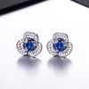 DOUBLE-R Natural Amethyst Gemstone Lovely Flower 925 Sterling Silver Stud Earrings For Women / Girl Vintage Jewelry