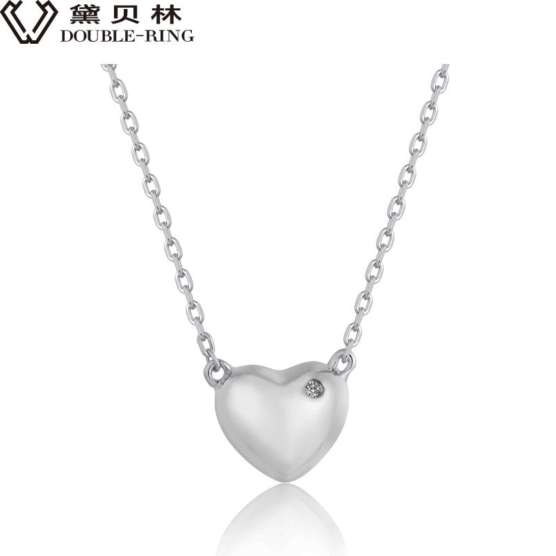 DOUBLE-R Necklace Women 0.01ct Diamond 925 Sterling Silver Pendant Necklaces Female Birthd Gift Diamond Jewelry Customized Box