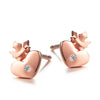 DOUBLE-R Real 0.01ct Diamond Heart Stud Earrings for Women 925 Sterling Silver Rose Gold Earrings Romantic Heart Jewelry