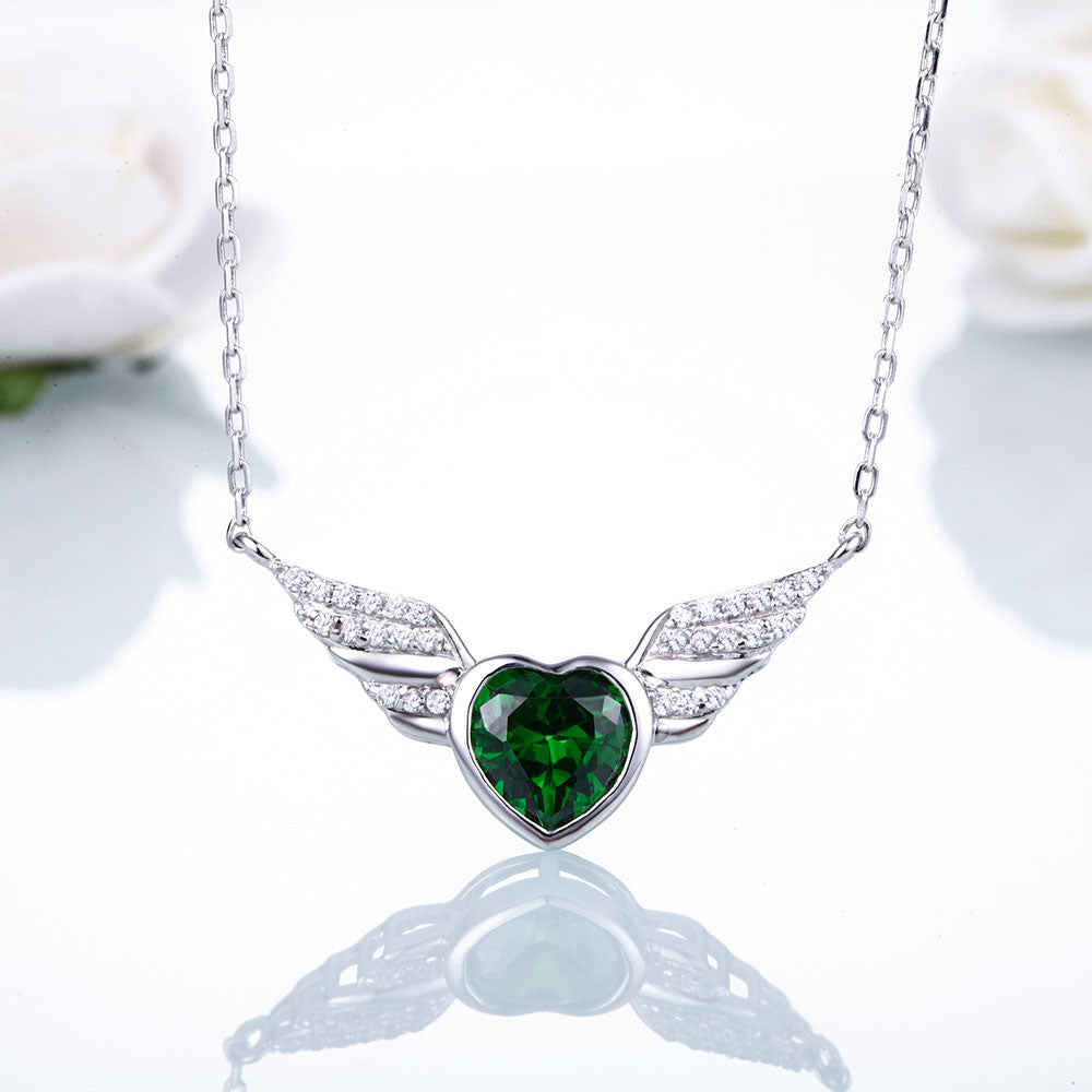 DOUBLE-R Real 925 Sterling Silver Heart Created Sapphire Necklaces fine wedding Jewelry Necklaces & Pendants for women