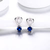 DOUBLE-R Real 925 sterling silver Drop earrings for women Created Sapphire Gemstone Earrings Fine Wedding Jewelry