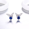 DOUBLE-R Real 925 sterling silver earrings for women Created Sapphire Gemstone Earrings Fine Wedding Jewelry