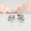 DOUBLE-R Real Diamond Earrings Women 0.03ct SI1 925 Sterling Silver Heart Stud Earrings Classic Wedding Fine Jewelry CAE01830SA