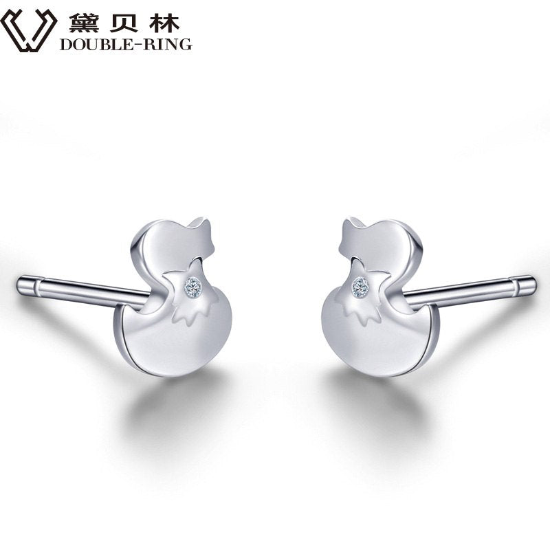 DOUBLE-R Silver 925 fine Jewelry Natural 0.01ct Diamond Animal Stud Earrings Diamond-Jewelry Earrings for Women wedding gifts