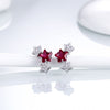 DOUBLE-R Tripe Star Earrings For Girls Real 925 Sterling Silver Stud Earring With Created Sapphire Gemstone Jewelry